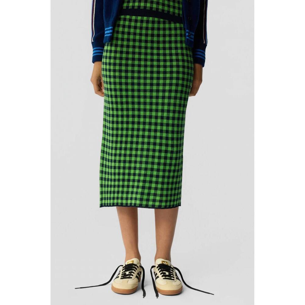 NEW GUEST IN RESIDENCE gingham long skirt in midnight/match point
